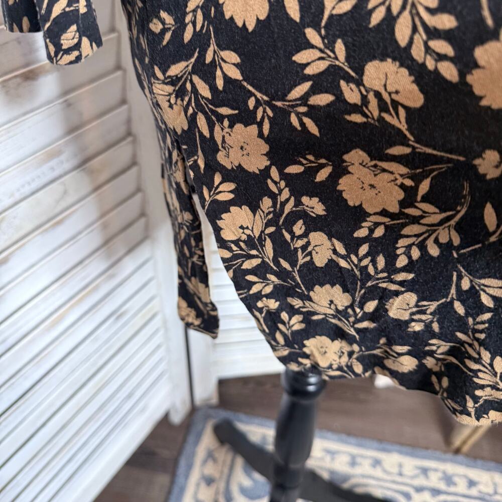 J. JILL WEAREVER COLLECTION Women's Size L Printed Floral Tunic Top Black Brown - Picture 10 of 14